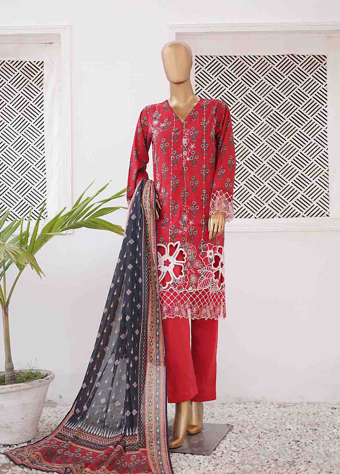 Bin Saeed Fabric - EMB-0188-SM- 3 Piece Embroidered Stitched Suit
