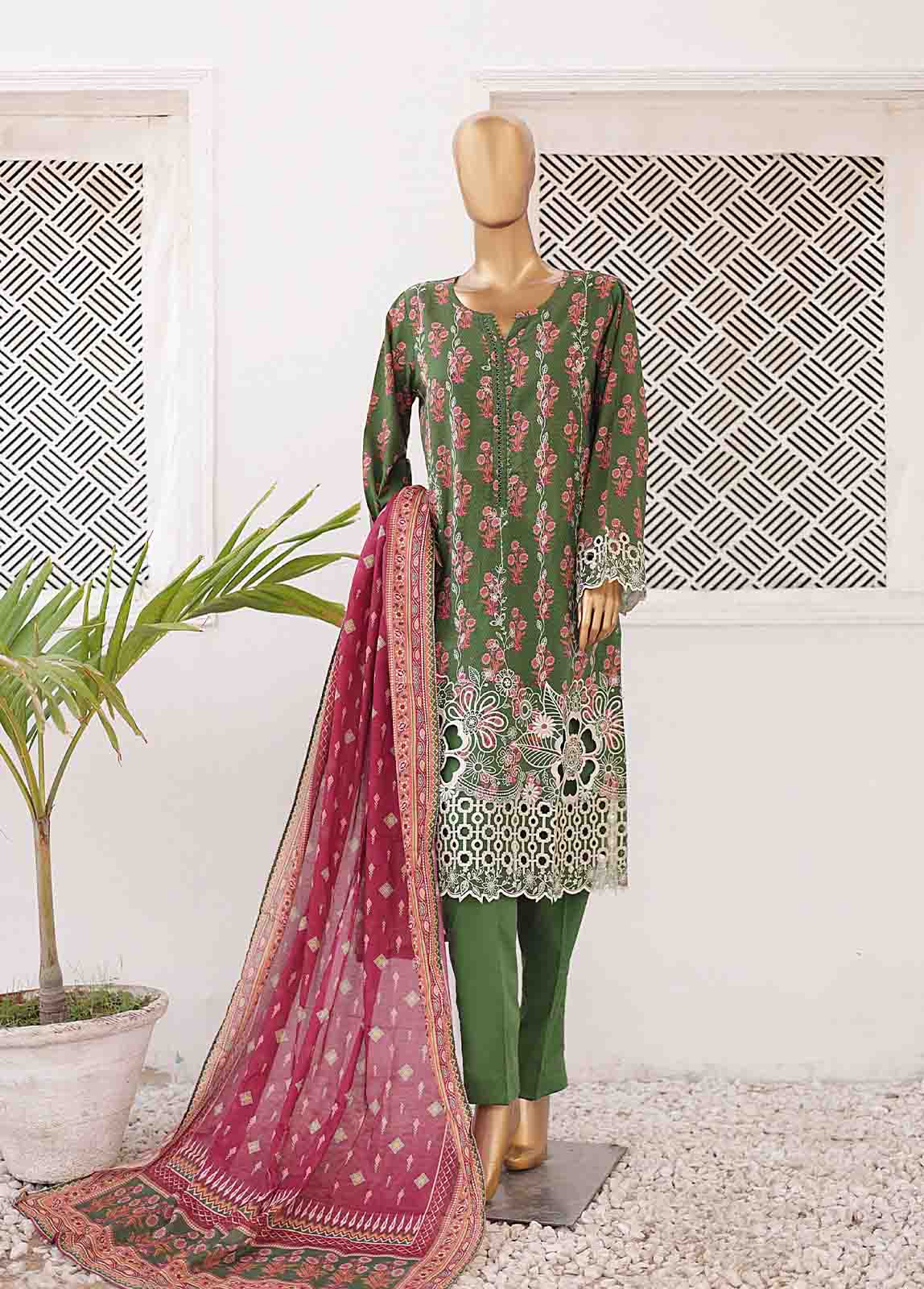 Bin Saeed Fabric - EMB-0189-SM- 3 Piece Embroidered Stitched Suit