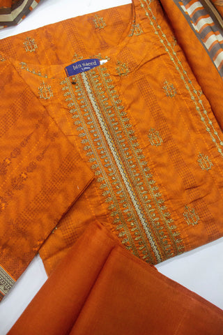 Bin Saeed Fabric - EMB-0231 - 3 Piece Cotton Embroidery Stitched Suit