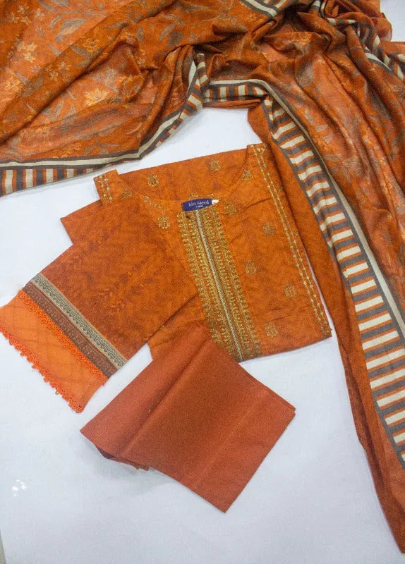 Bin Saeed Fabric - EMB-0231 - 3 Piece Cotton Embroidery Stitched Suit