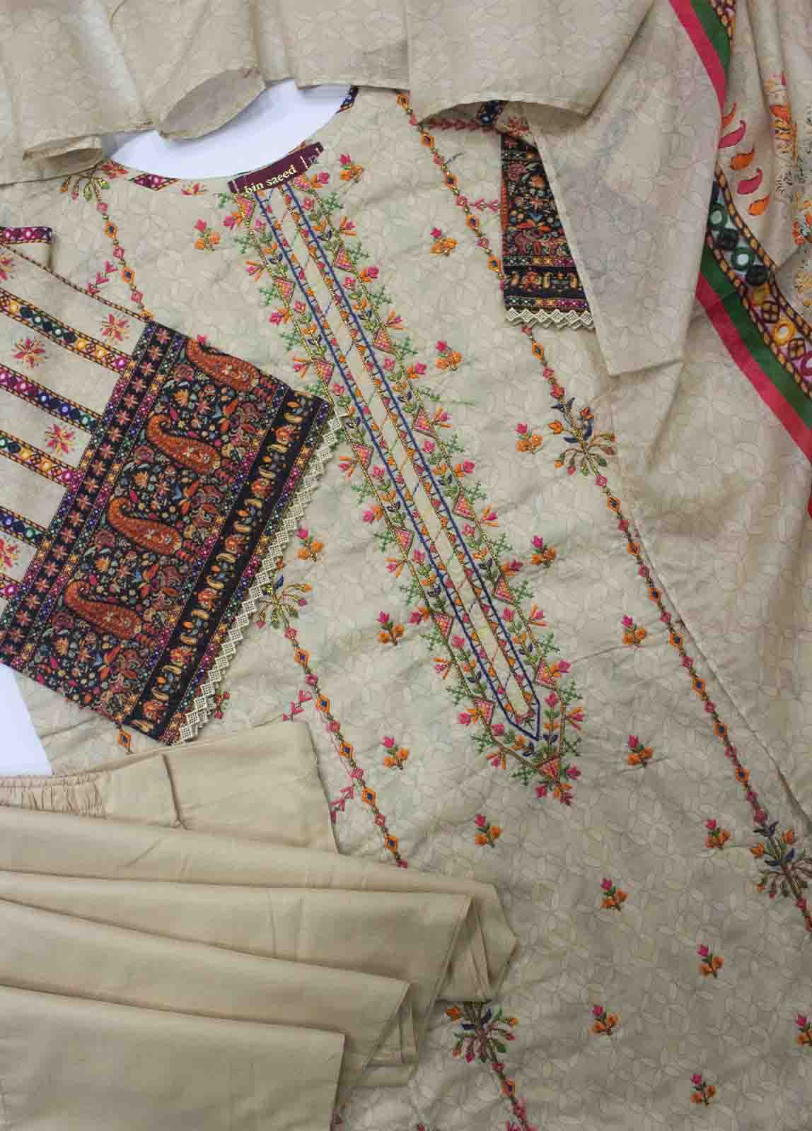 Bin Saeed Fabric - EMB-0418- 3 Piece Embroidered Stitched Suit