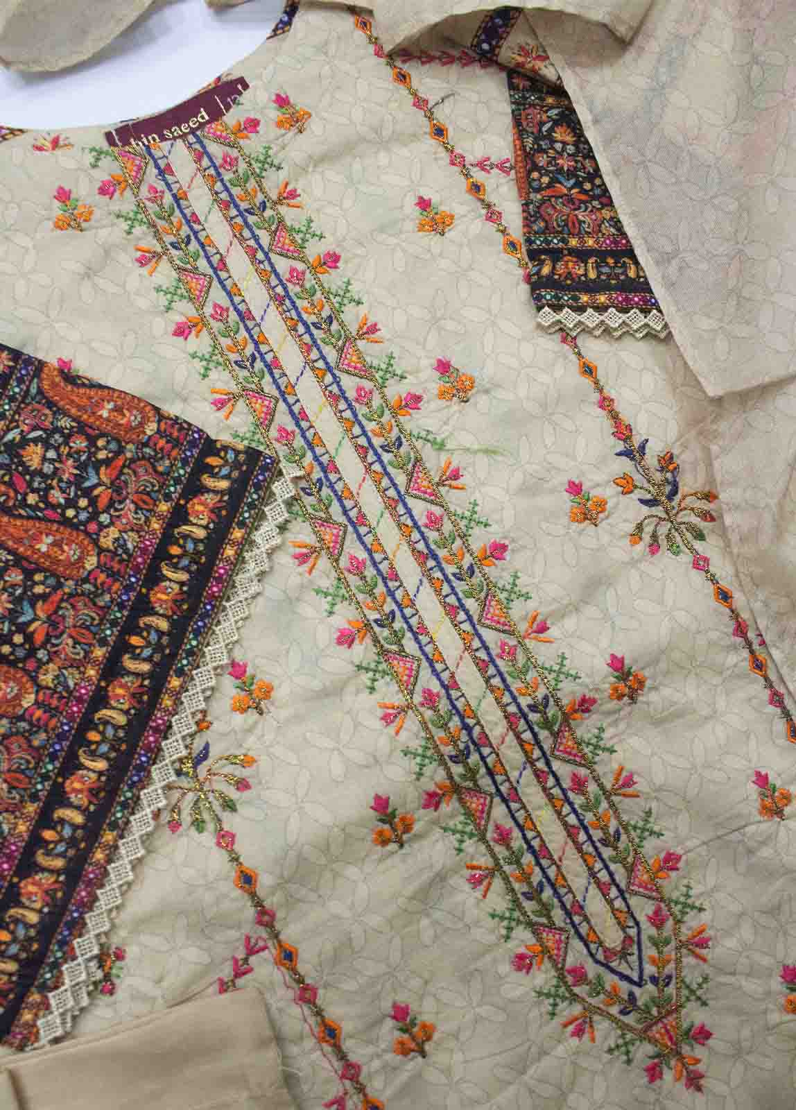 Bin Saeed Fabric - EMB-0418- 3 Piece Embroidered Stitched Suit