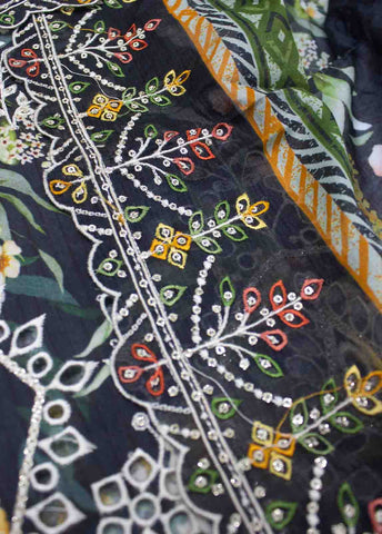 Bin Saeed Fabric - EMBC-0019- 3 Piece Lawn Embroidered UnStitched Suit