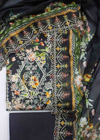 Bin Saeed Fabric - EMBC-0019- 3 Piece Lawn Embroidered UnStitched Suit