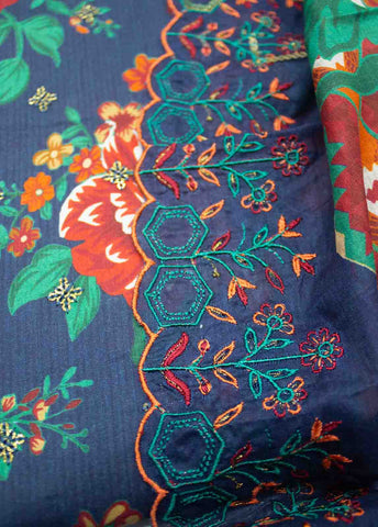 Bin Saeed Fabric - EMBC-0021- 3 Piece Lawn Embroidered UnStitched Suit