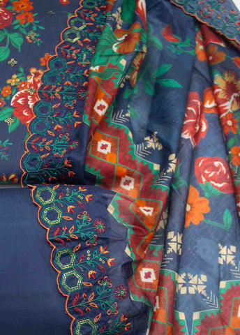 Bin Saeed Fabric - EMBC-0021- 3 Piece Lawn Embroidered UnStitched Suit