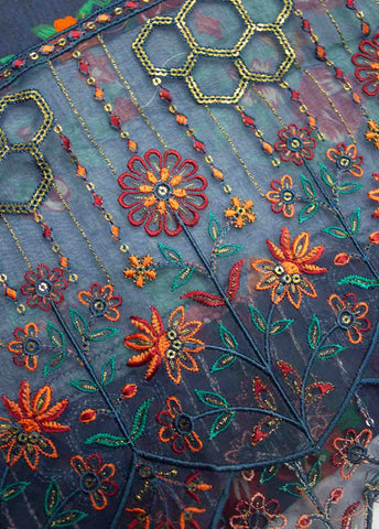 Bin Saeed Fabric - EMBC-0021- 3 Piece Lawn Embroidered UnStitched Suit