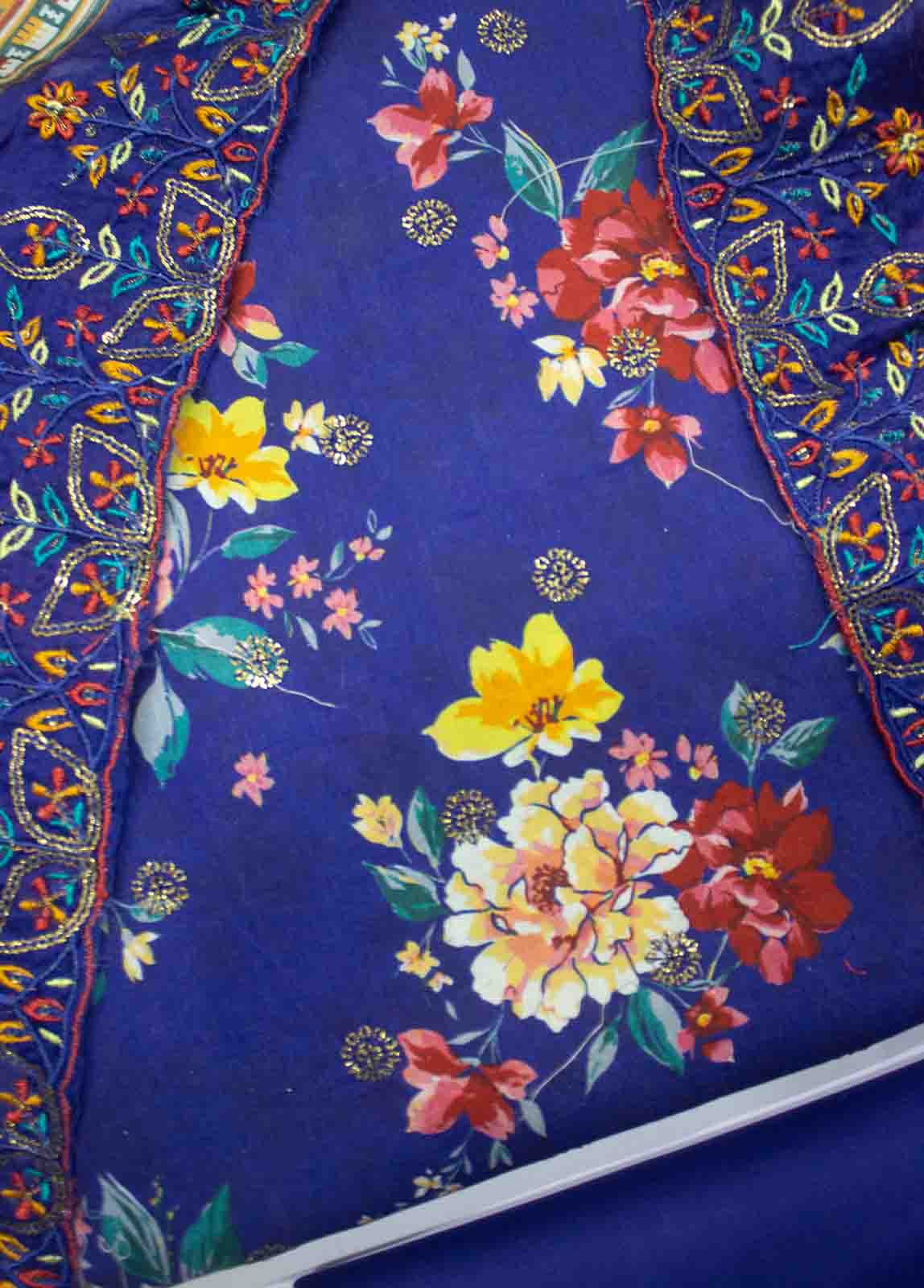 Bin Saeed Fabric - EMBC-0023- 3 Piece Lawn Embroidered UnStitched Suit