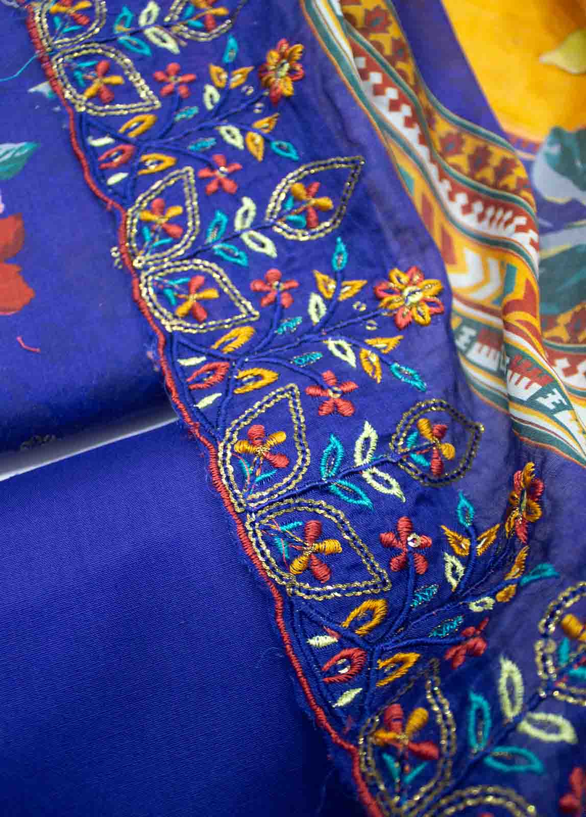 Bin Saeed Fabric - EMBC-0023- 3 Piece Lawn Embroidered UnStitched Suit