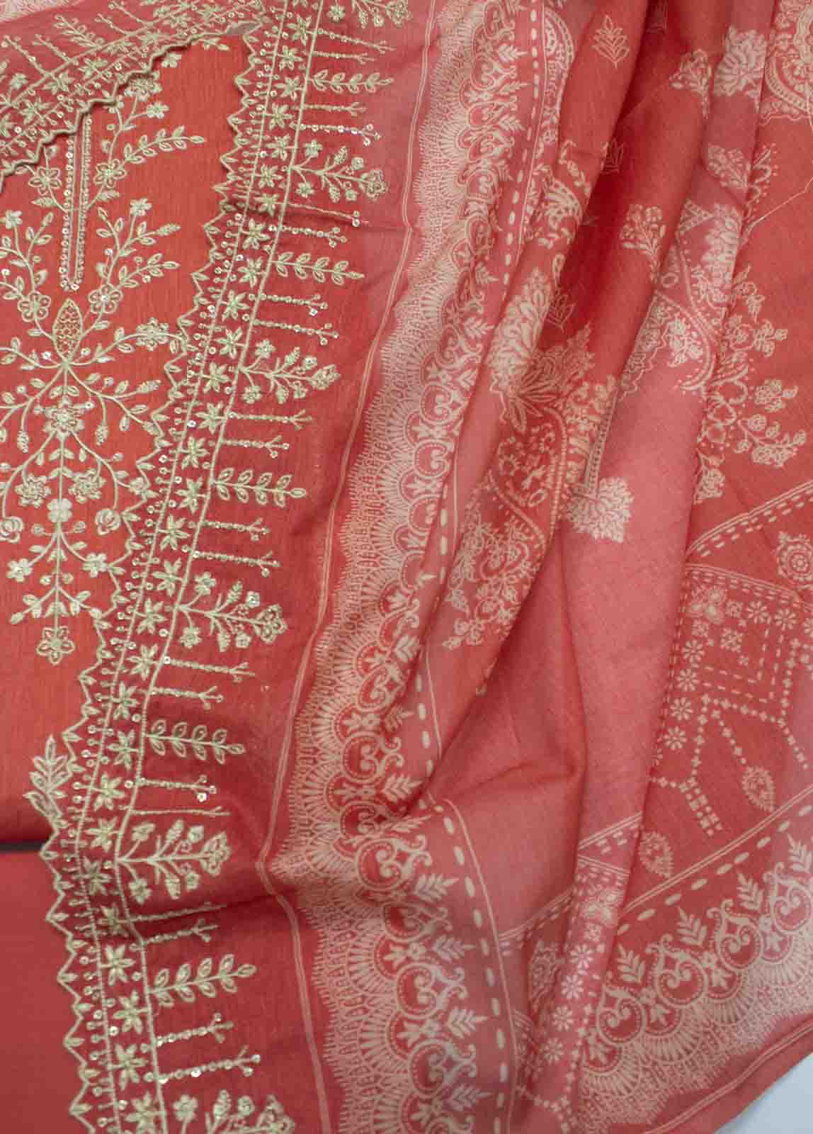 Bin Saeed Fabric - EMBC-0028- 3 Piece Lawn Embroidered UnStitched Suit