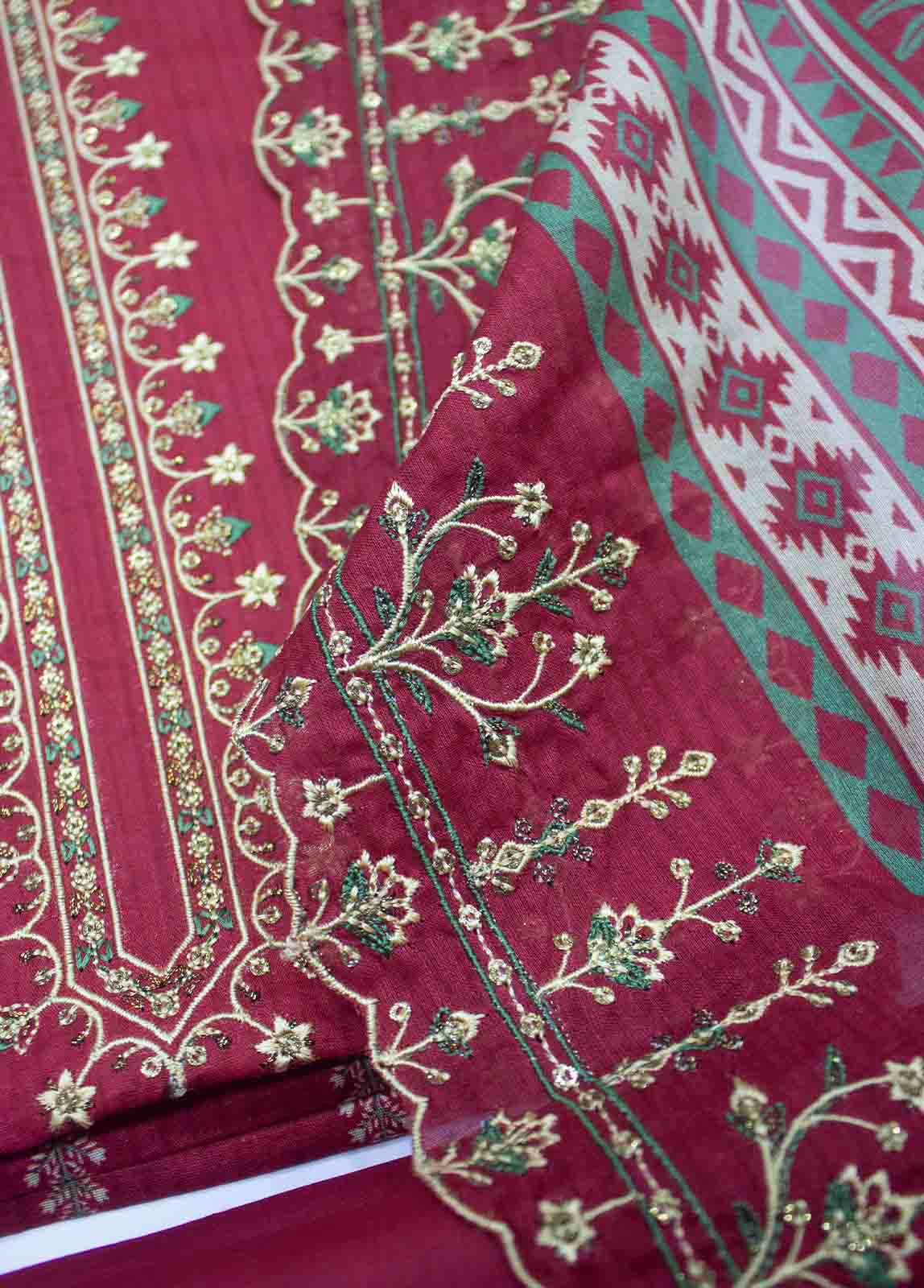 Bin Saeed Fabric - EMBC-0029- 3 Piece Lawn Embroidered UnStitched Suit