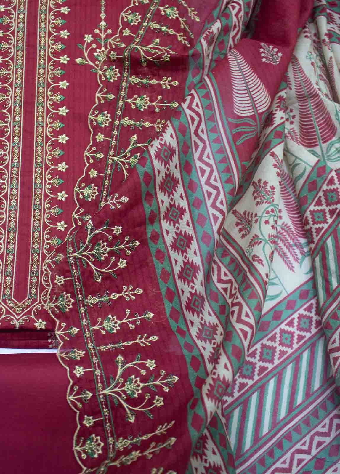 Bin Saeed Fabric - EMBC-0029- 3 Piece Lawn Embroidered UnStitched Suit