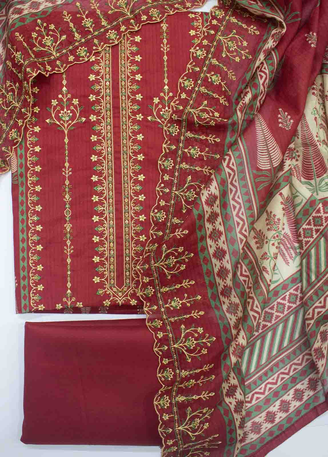 EMBC-0029- 3 Piece Lawn Embroidered UnStitched Suit