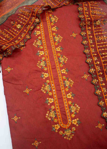 Bin Saeed Fabric - EMBC-0038- 3 Piece Lawn Embroidered UnStitched Suit