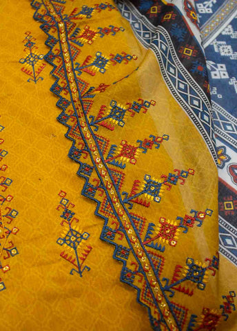 Bin Saeed Fabric - EMBC-0039- 3 Piece Lawn Embroidered UnStitched Suit