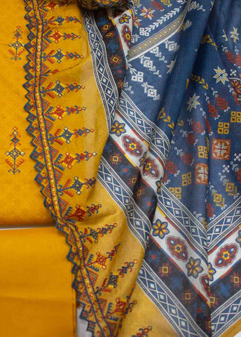Bin Saeed Fabric - EMBC-0039- 3 Piece Lawn Embroidered UnStitched Suit