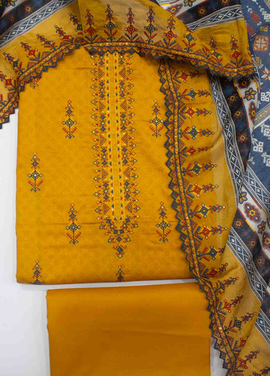 Bin Saeed Fabric - EMBC-0039- 3 Piece Lawn Embroidered UnStitched Suit