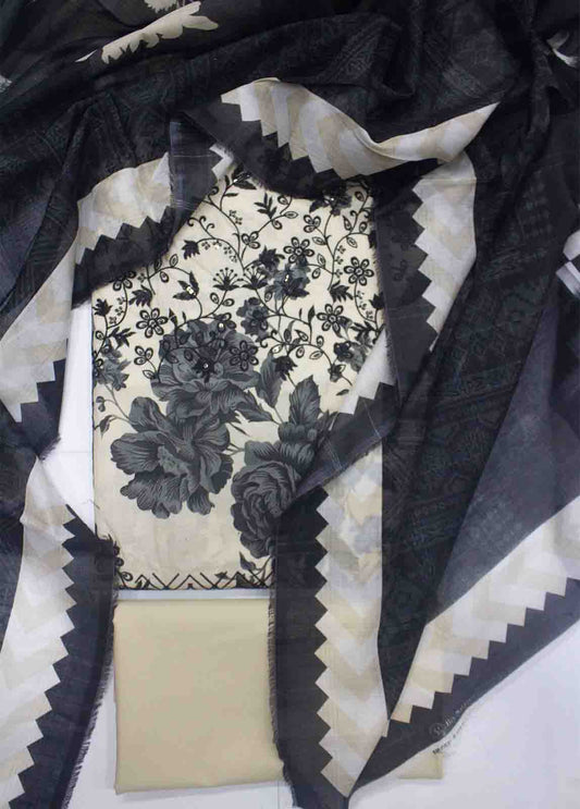 Bin Saeed Fabric - EMBC-0067- 3 Piece Embroidered Cotton UnStitched Suit