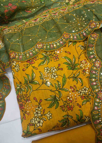 Bin Saeed Fabric - EMBC-0072- 3 Piece Embroidered Cotton UnStitched Suit