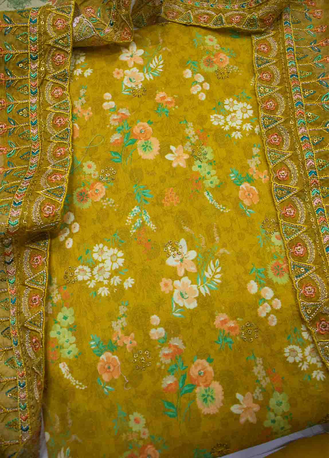 Bin Saeed Fabric - EMBC-0077- 3 Piece Embroidered Cotton UnStitched Suit