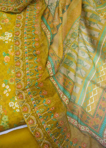 Bin Saeed Fabric - EMBC-0077- 3 Piece Embroidered Cotton UnStitched Suit