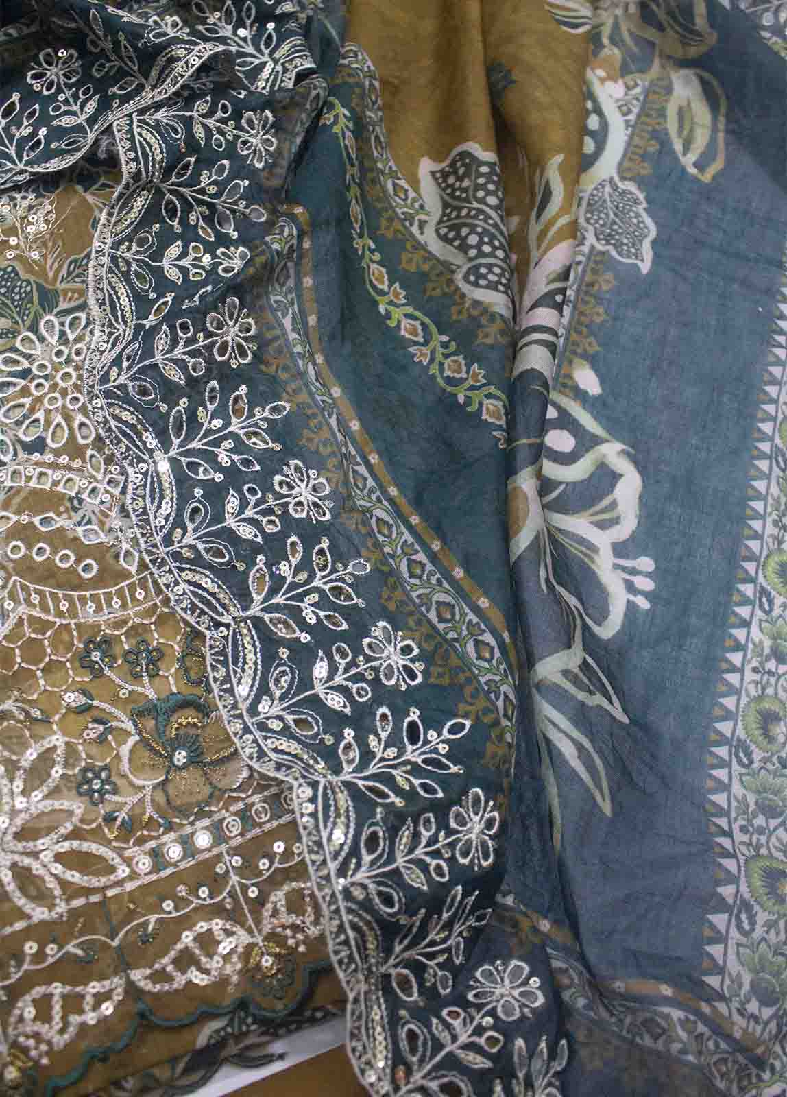 Bin Saeed Fabric - EMBC-0094- 3 Piece Embroidered Cotton UnStitched Suit