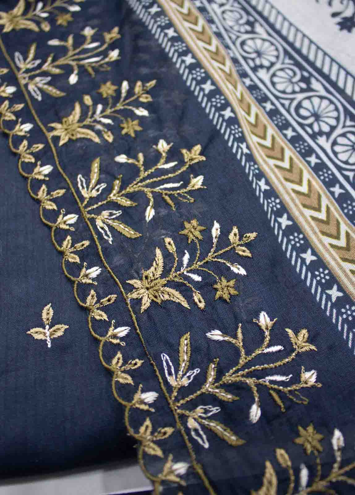 Bin Saeed Fabric - EMBC-010- 3 Piece Lawn Embroidered UnStitched Suit
