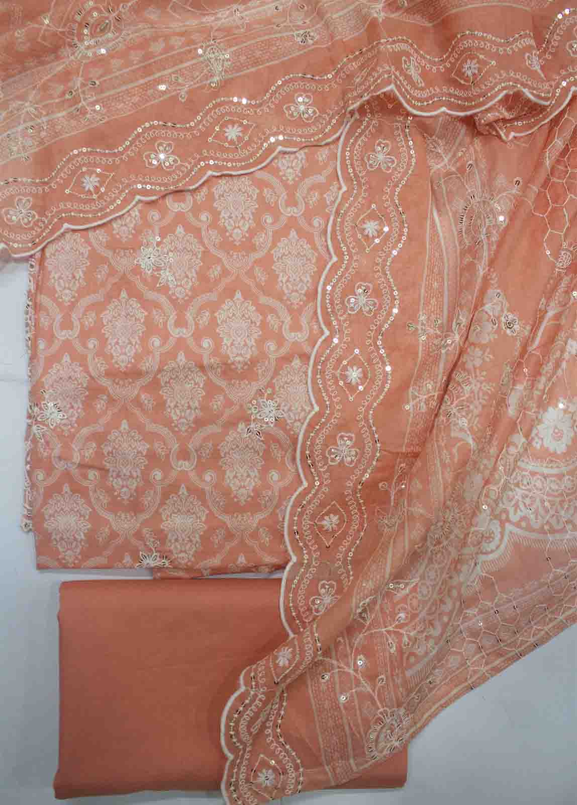EMBC-0548- 3 Piece Embroidered Cotton UnStitched Suit