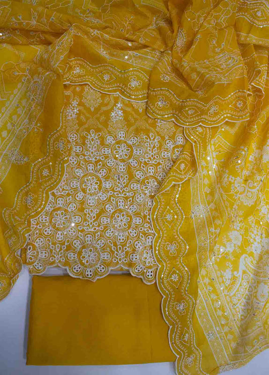 Bin Saeed Fabric - EMBC-0549- 3 Piece Embroidered Cotton UnStitched Suit