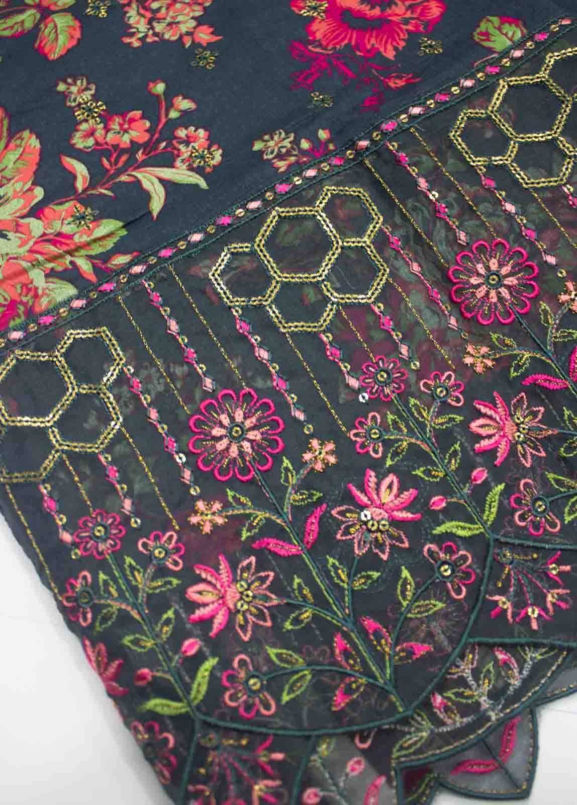 Bin Saeed Fabric - EMBC-0585- 3 Piece Lawn Embroidered UnStitched Suit