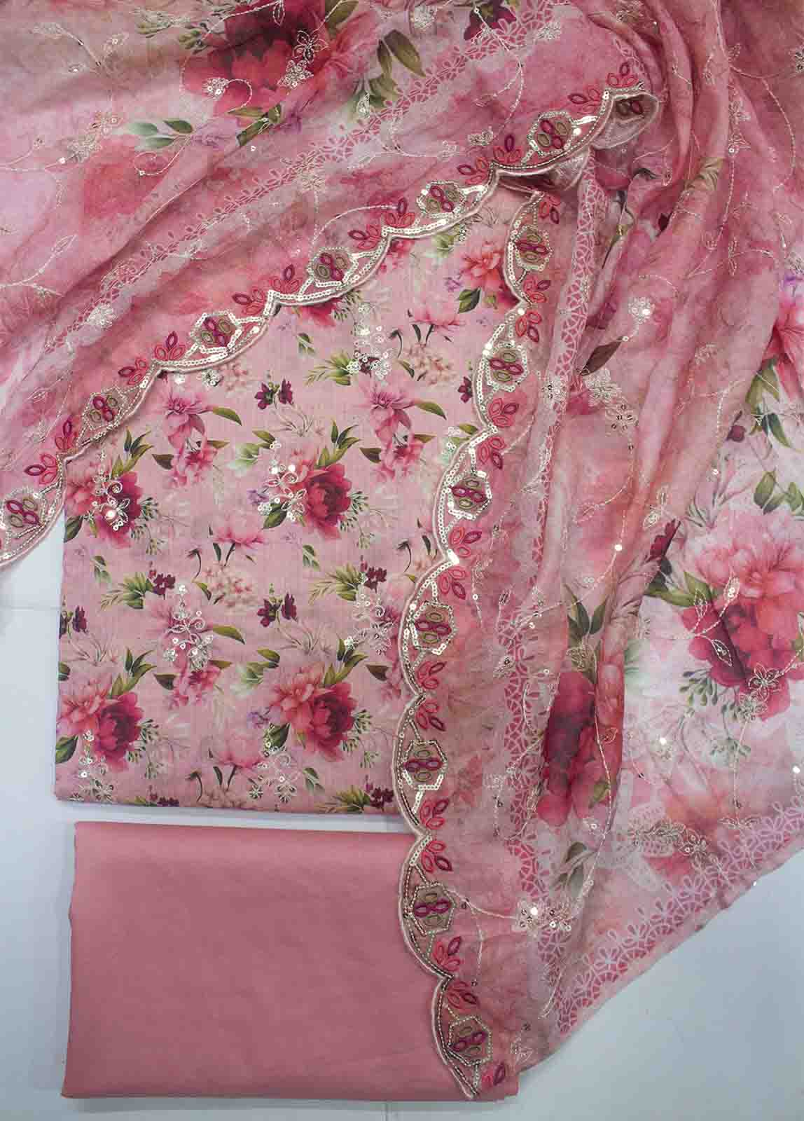 Bin Saeed Fabric - EMBC-0605- 3 Piece Embroidered Cotton UnStitched Suit