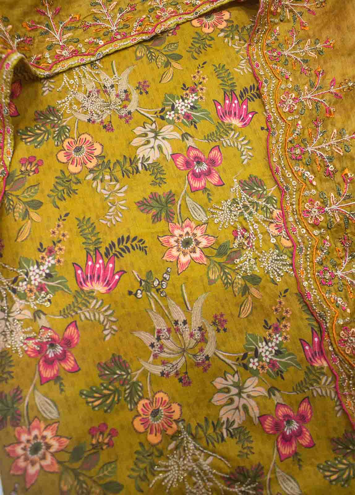 Bin Saeed Fabric - EMBC-0608- 3 Piece Embroidered Cotton UnStitched Suit