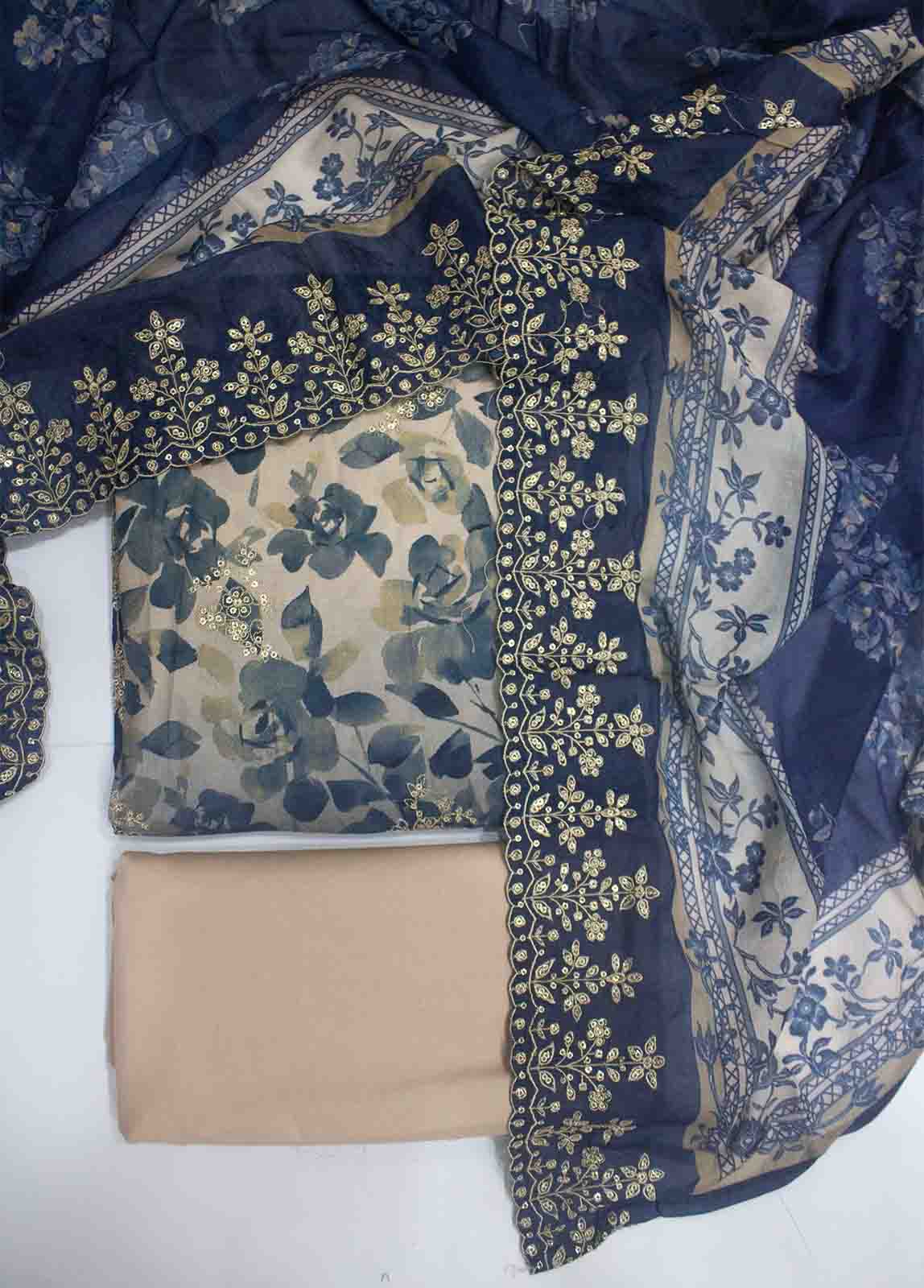 Bin Saeed Fabric - EMBC-0610- 3 Piece Embroidered Cotton UnStitched Suit