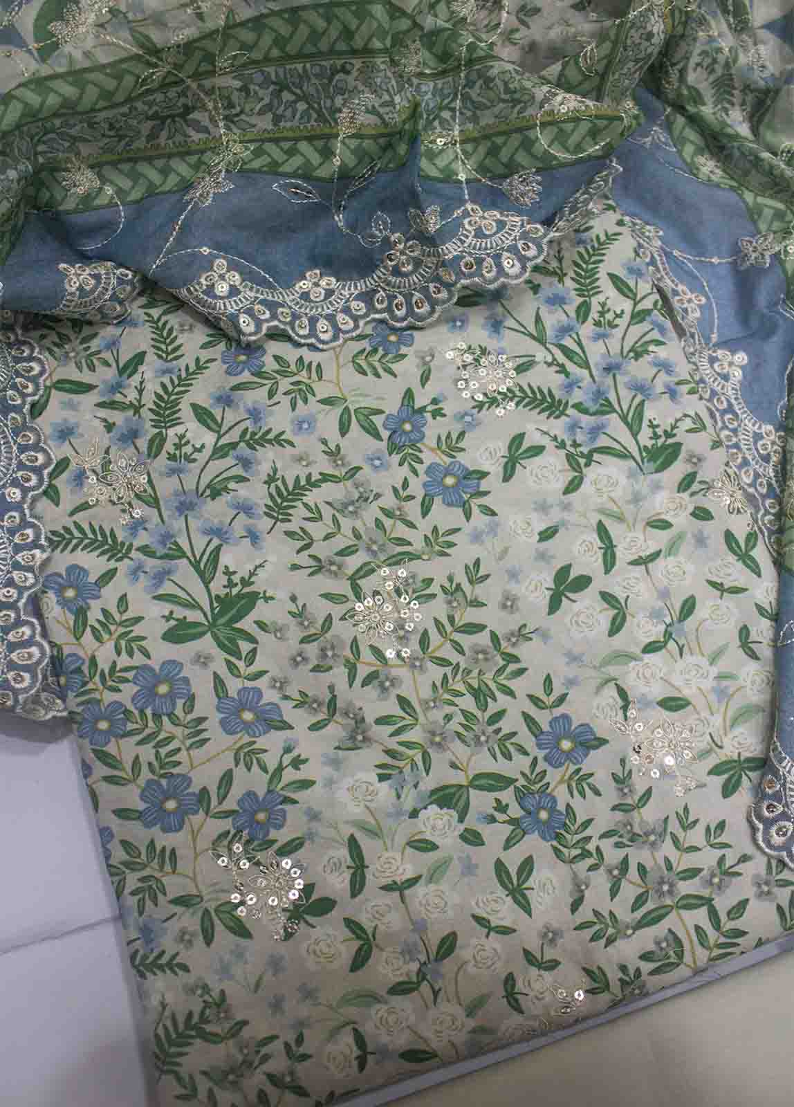 Bin Saeed Fabric - EMBC-0710- 3 Piece Embroidered Cotton UnStitched Suit