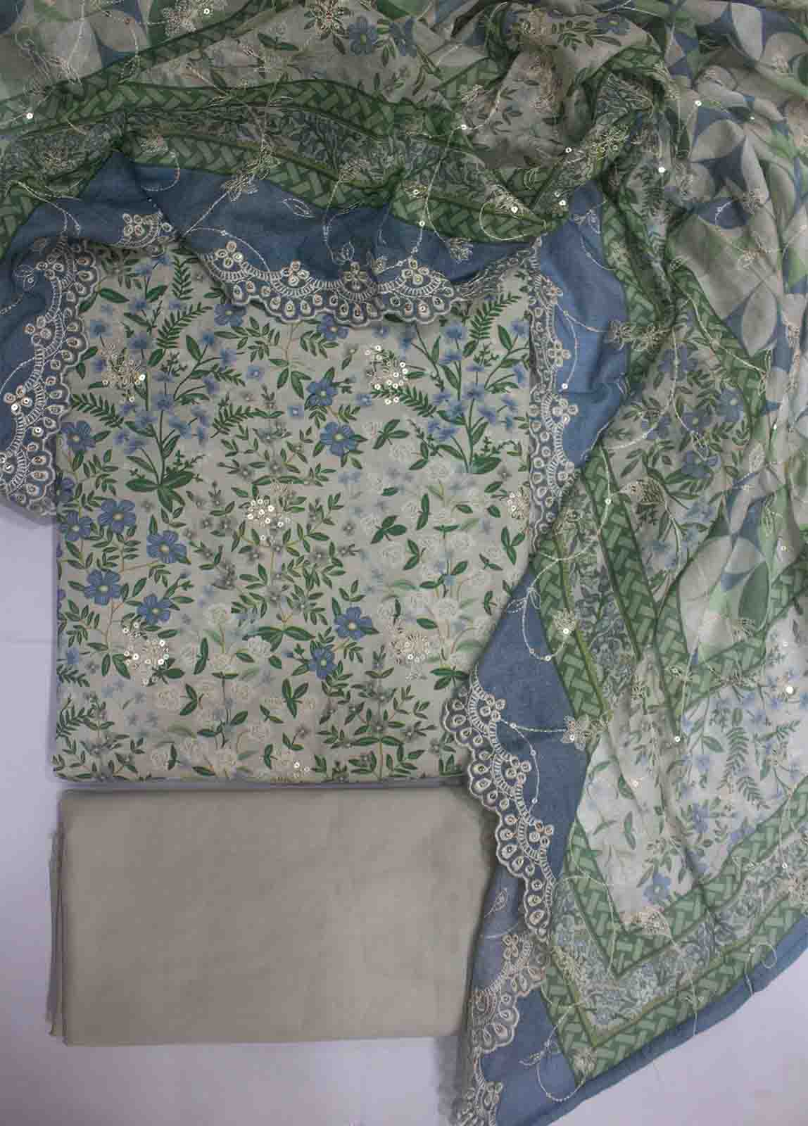 EMBC-0710- 3 Piece Embroidered Cotton UnStitched Suit