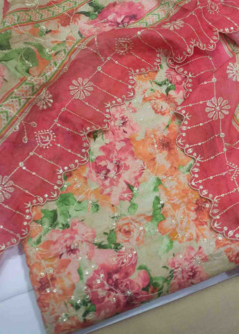 Bin Saeed Fabric - EMBC-0711- 3 Piece Embroidered Cotton UnStitched Suit