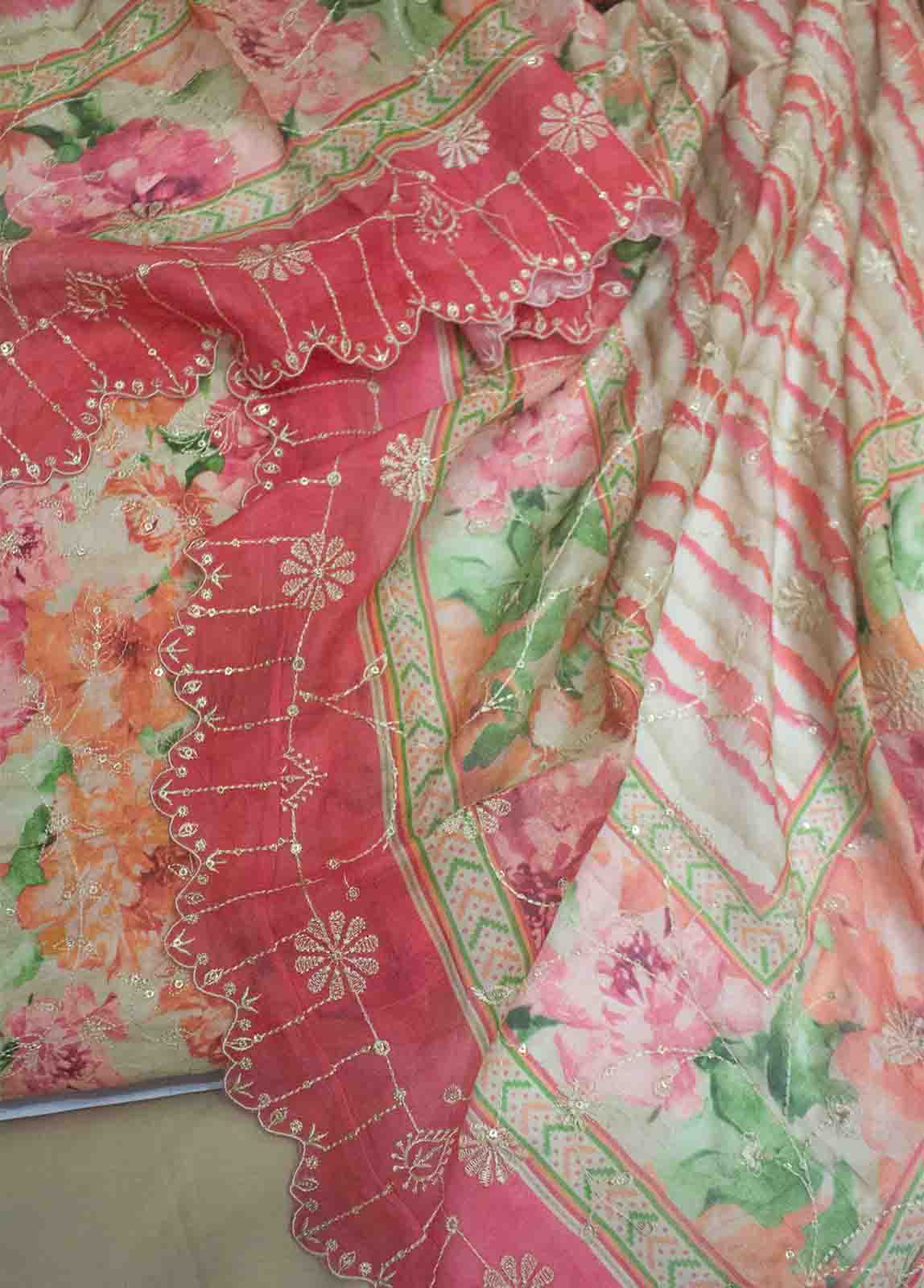 Bin Saeed Fabric - EMBC-0711- 3 Piece Embroidered Cotton UnStitched Suit