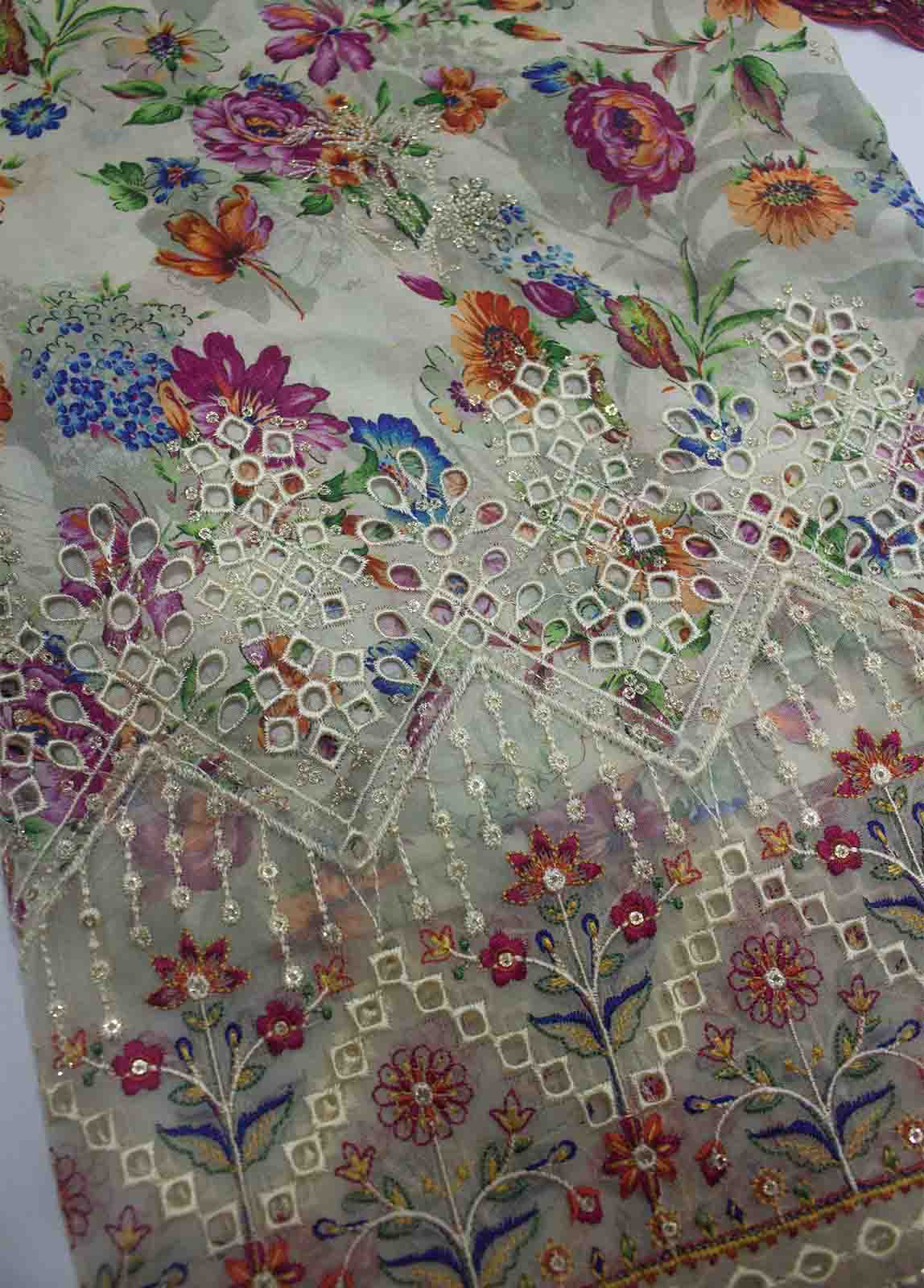 Bin Saeed Fabric - EMBC-0712- 3 Piece Embroidered Cotton UnStitched Suit
