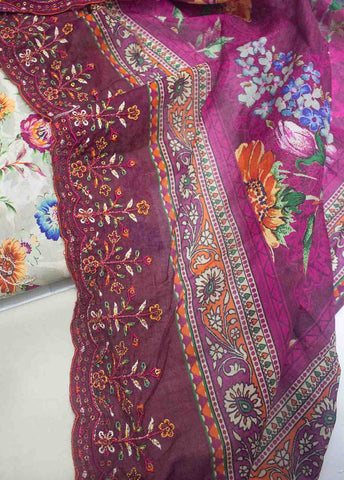 Bin Saeed Fabric - EMBC-0712- 3 Piece Embroidered Cotton UnStitched Suit