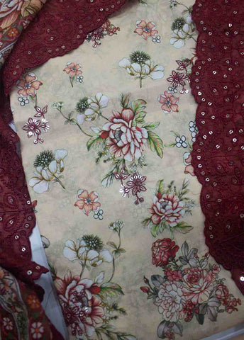 Bin Saeed Fabric - EMBC-0713- 3 Piece Embroidered Cotton UnStitched Suit