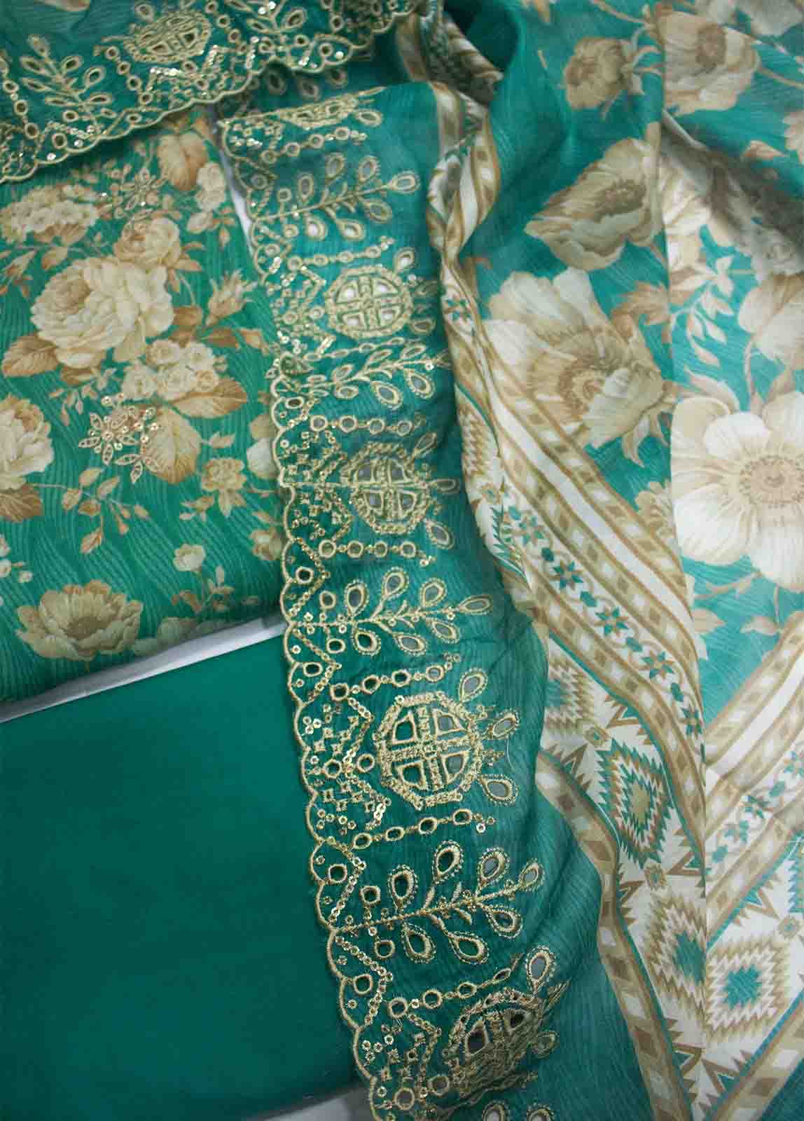 Bin Saeed Fabric - EMBC-0715- 3 Piece Embroidered Cotton UnStitched Suit