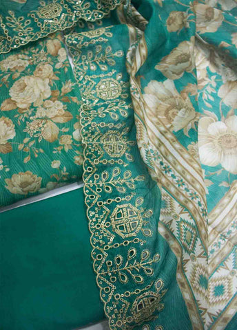 Bin Saeed Fabric - EMBC-0715- 3 Piece Embroidered Cotton UnStitched Suit