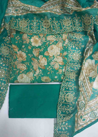 Bin Saeed Fabric - EMBC-0715- 3 Piece Embroidered Cotton UnStitched Suit