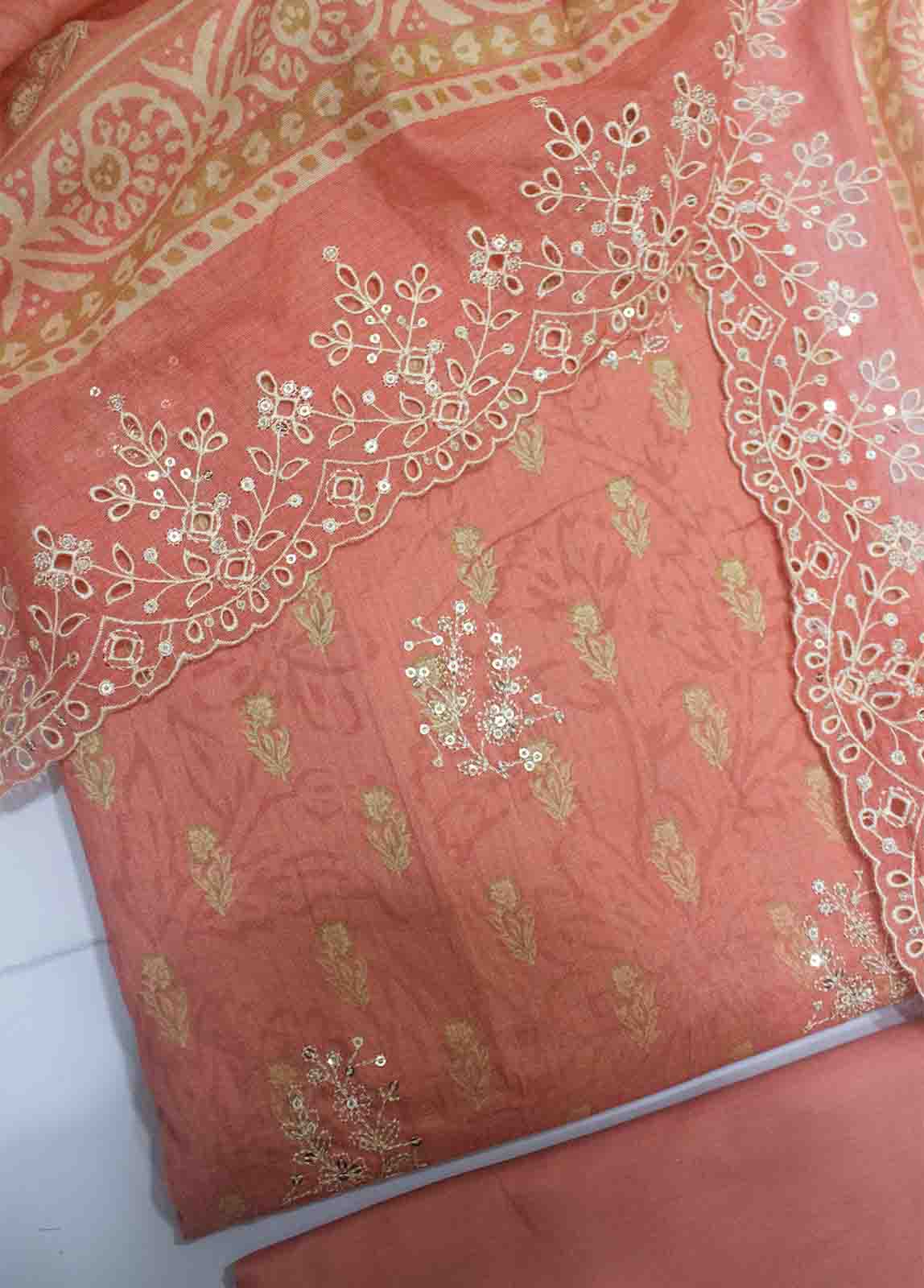 Bin Saeed Fabric - EMBC-0716- 3 Piece Embroidered Cotton UnStitched Suit