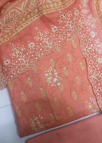 Bin Saeed Fabric - EMBC-0716- 3 Piece Embroidered Cotton UnStitched Suit