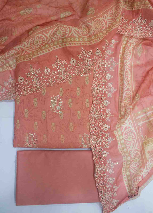 EMBC-0716- 3 Piece Embroidered Cotton UnStitched Suit