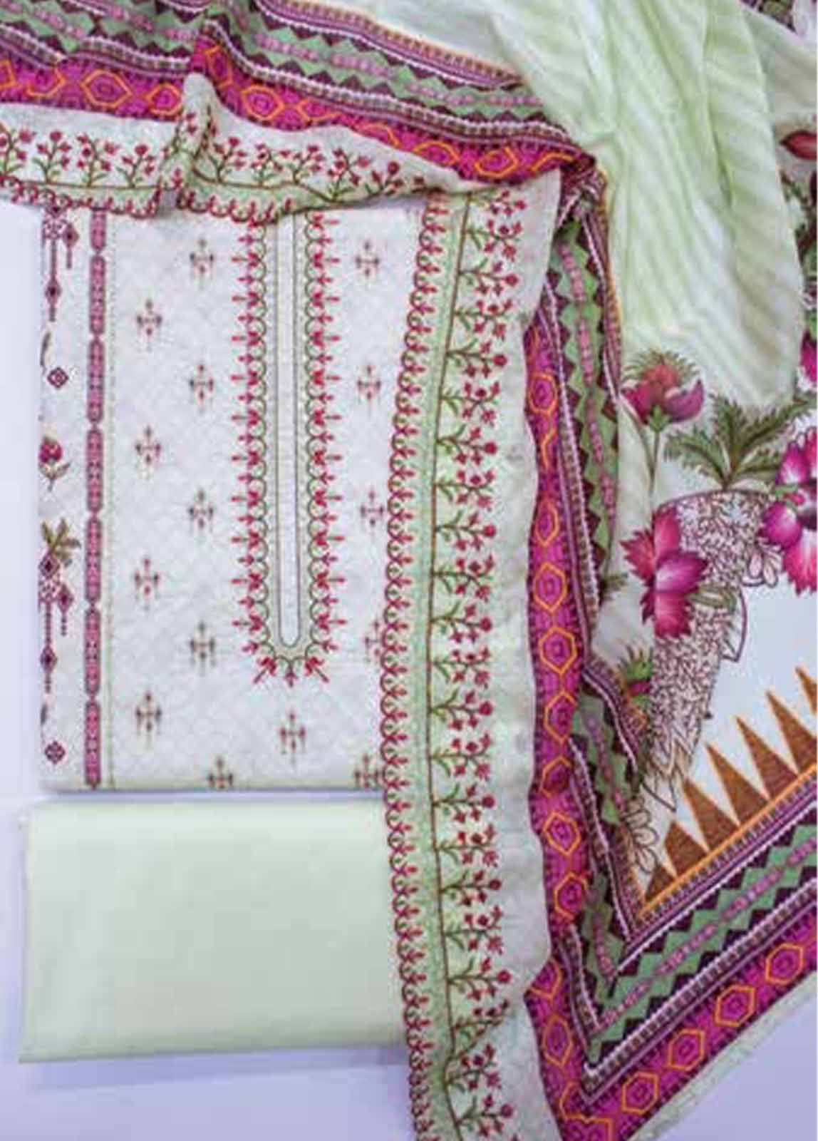 EU-0027- 3 Piece UnStitched Lawn Cut Work Embroidery