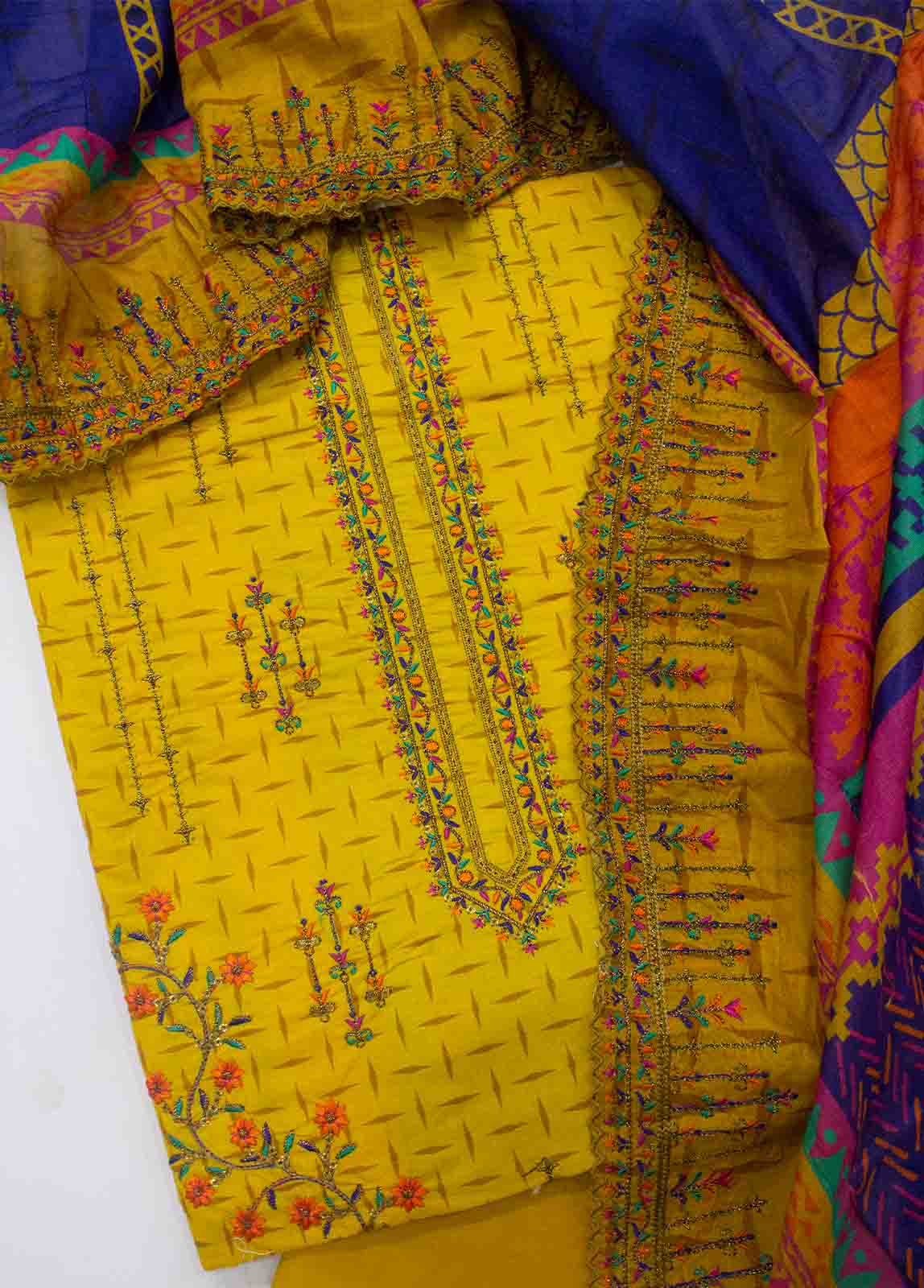 Bin Saeed Fabric - EU-0568-3 Piece Lawn Embroidered UnStitched Suit