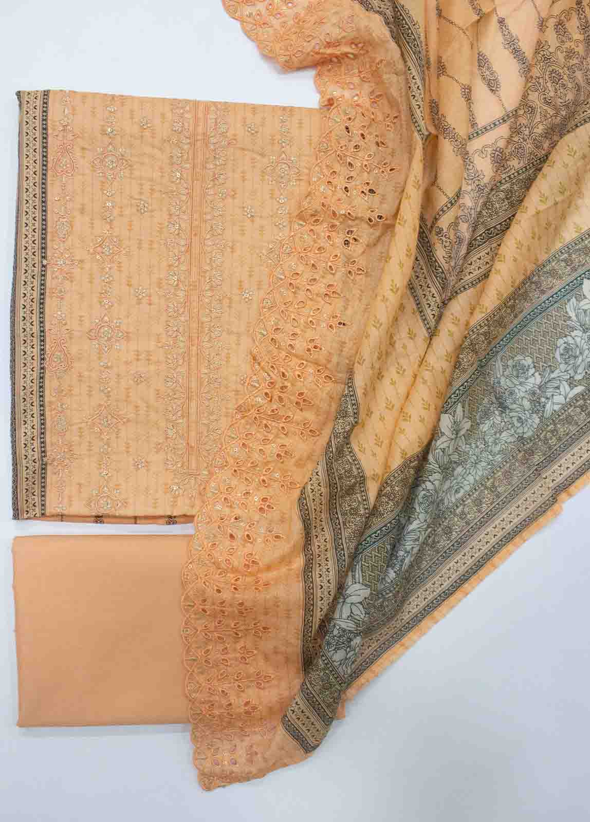 Bin Saeed Fabric - EU-0578-3 Piece Lawn Embroidered UnStitched Suit