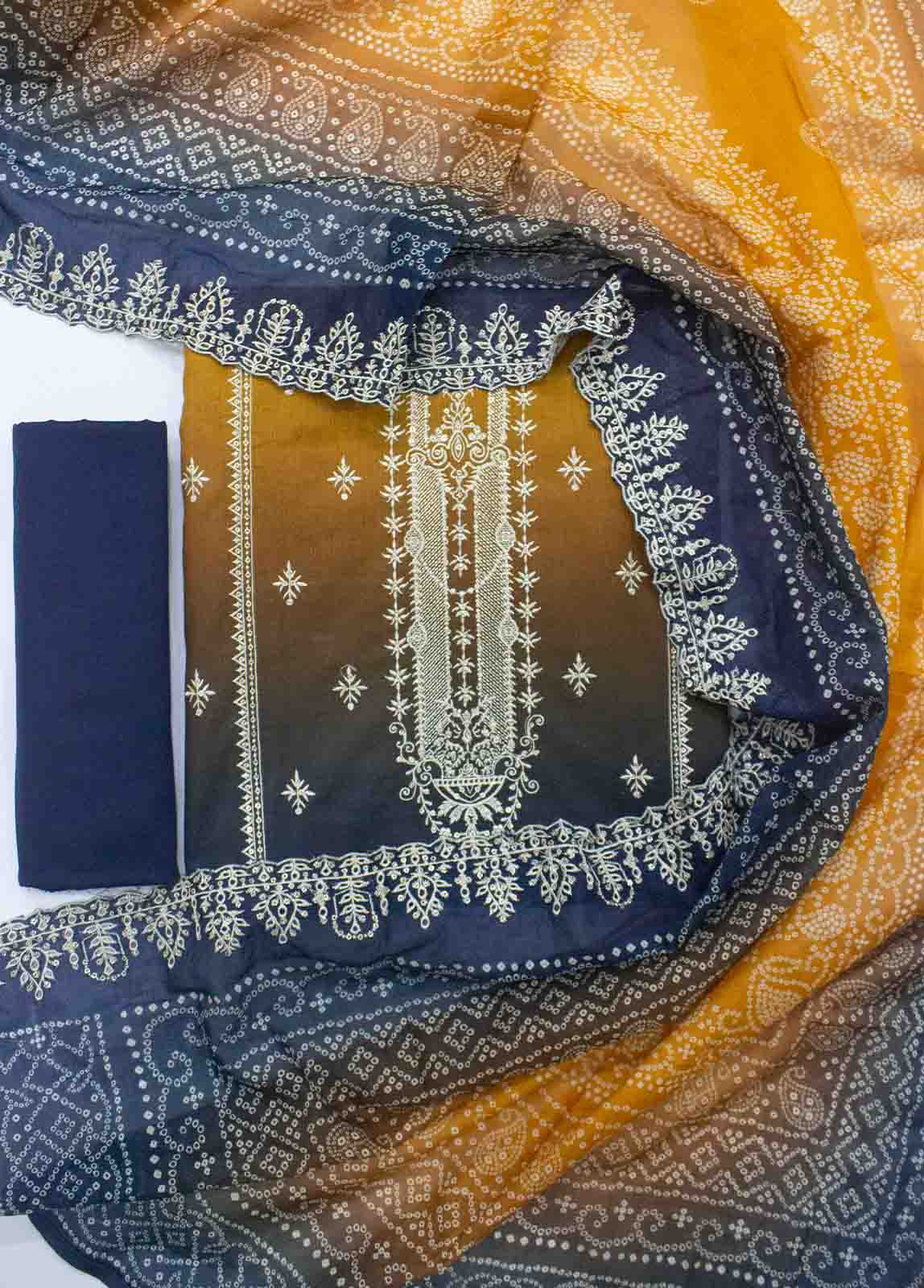 Bin Saeed Fabric - EU-0592-3 Piece Lawn Embroidered UnStitched Suit